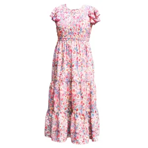 Tween Chiffon Smocked Ruffle Maxi Dress