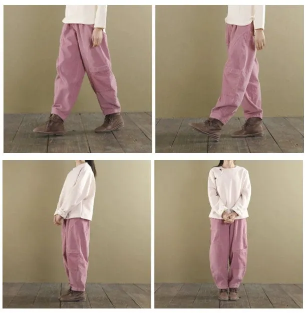 Unisex Womens Mens Loose Fitting Minimalist Elegant Cotton Pants With Pocket - Womans Casual Pants - Loose Pants - Wide Leg Trousers