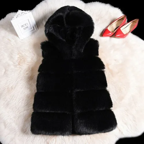 Winter Sleeveless Artificial Fox Fur Coat Gilet