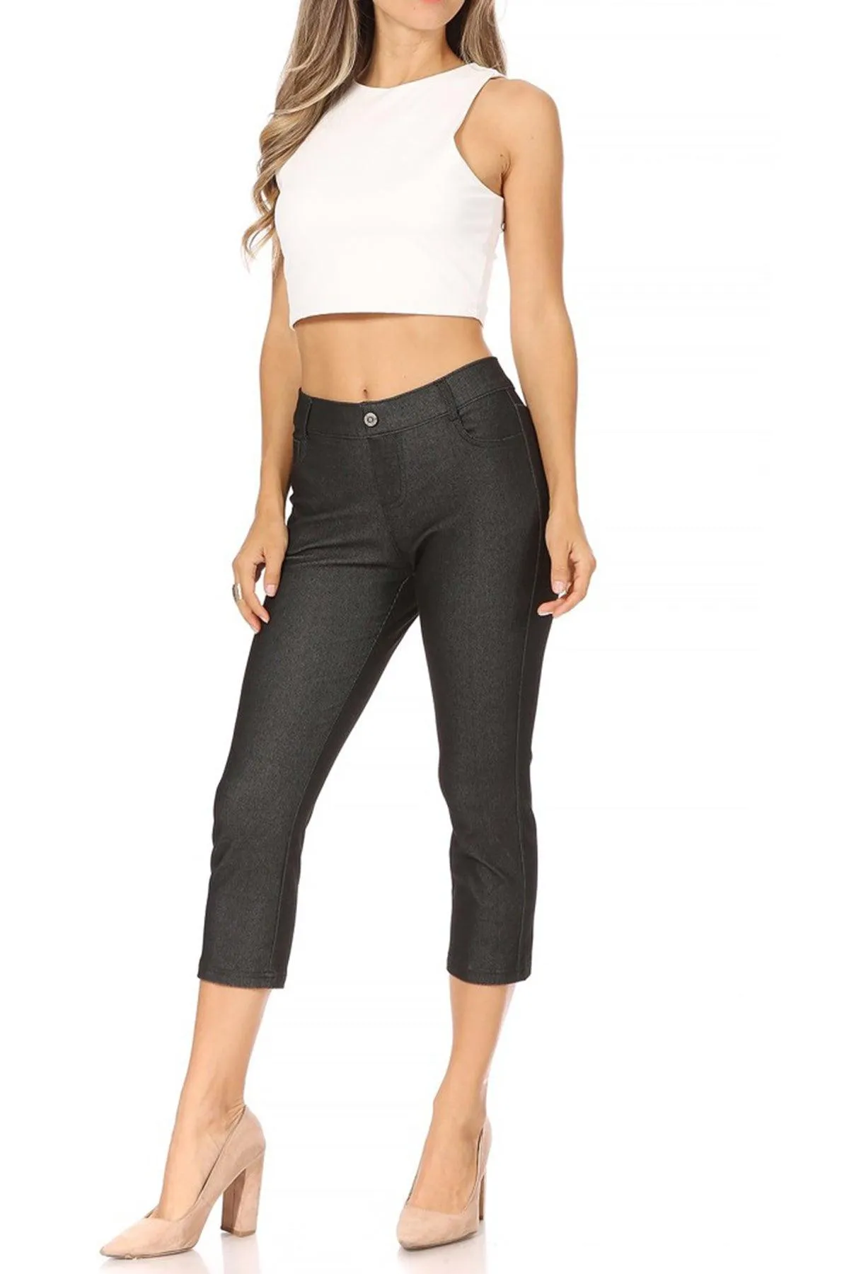 Women's Casual Comfy Slim Pocket Capri Pants