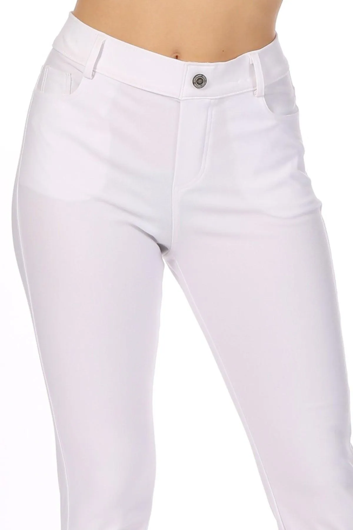 Women's Casual Comfy Slim Pocket Jeggings with Button