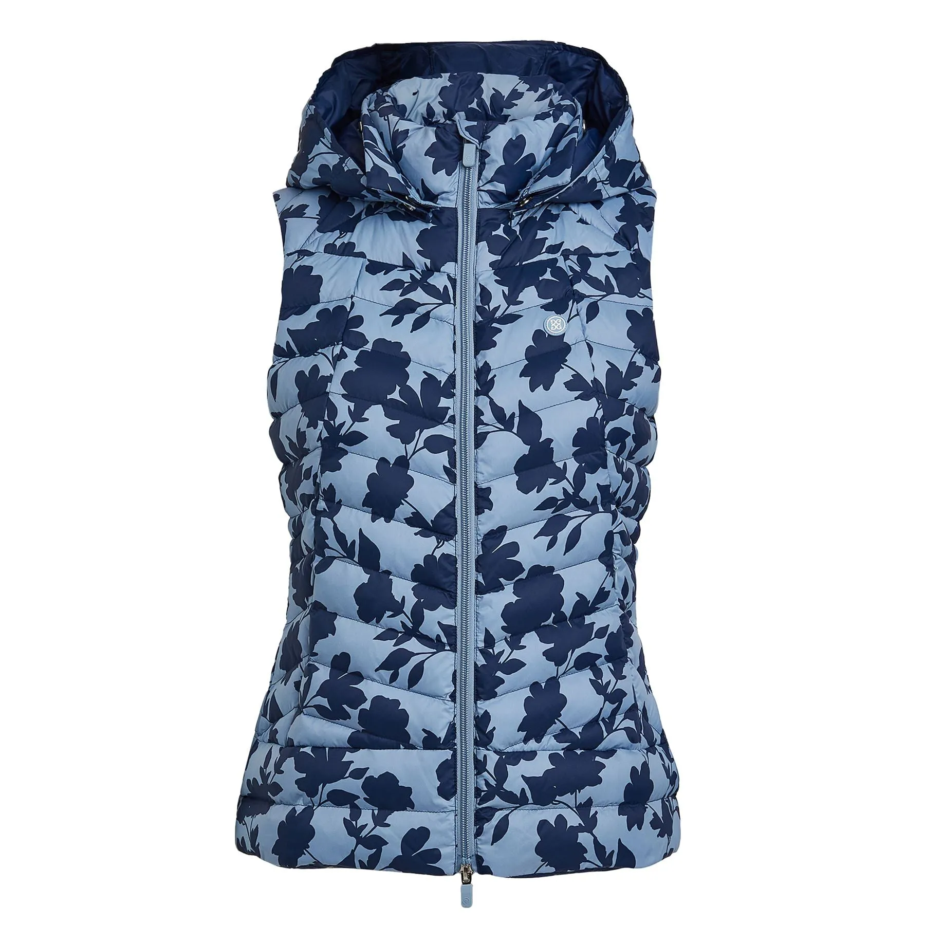 Womens Tonal Floral Nylon Puffer Vest Fjord - AW23